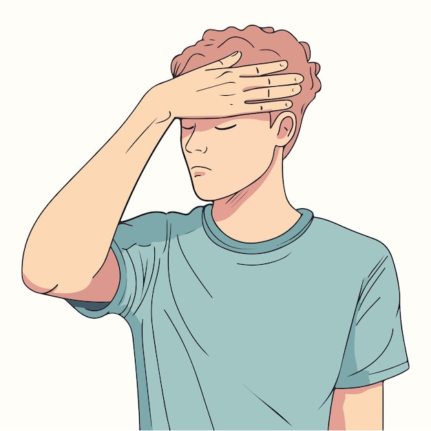 Vector a man with his hands on his head flat illustration