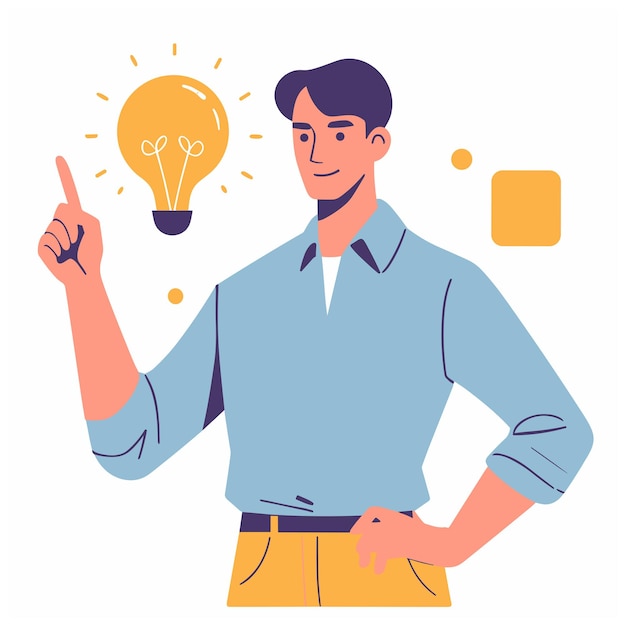 a man with idea gesture flat simple vector illustrations on white background