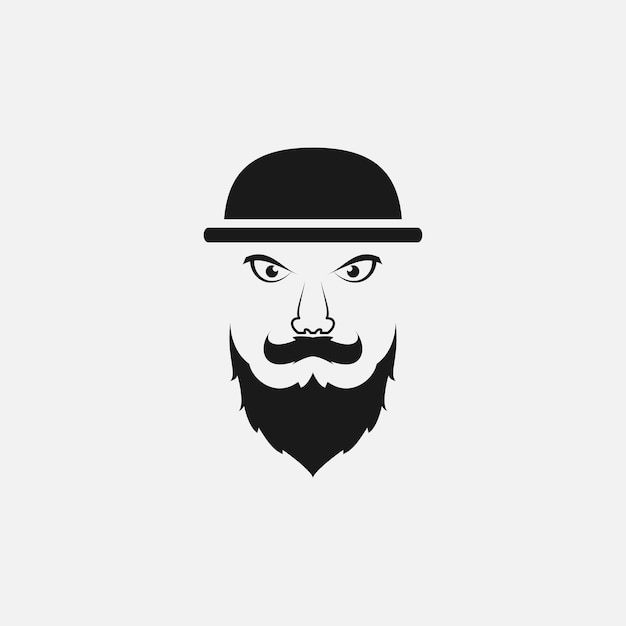 Man with long beard and hat silhouette logo design