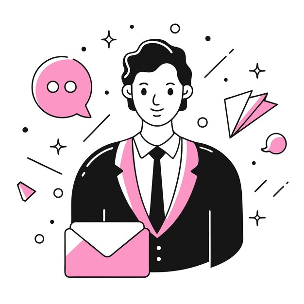 man with mail illustration