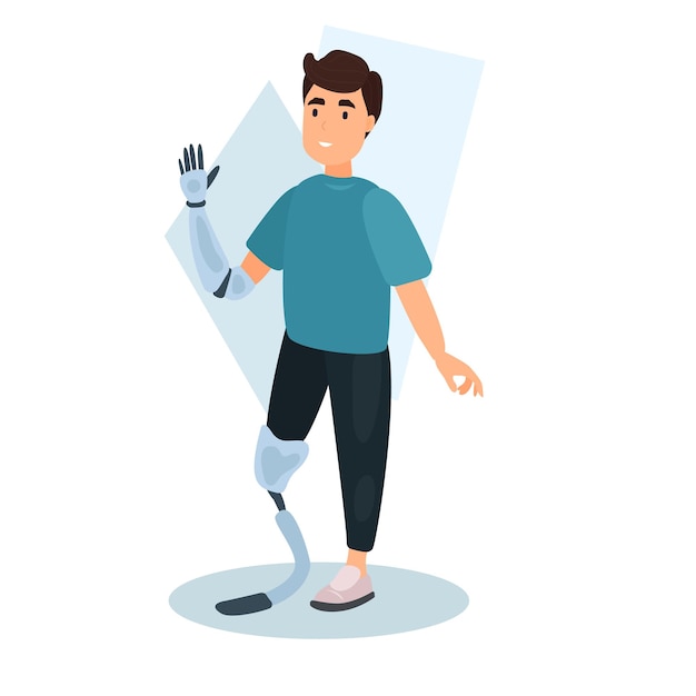 Man with prosthesis flat icon colored vector element from disabled collection creative man with