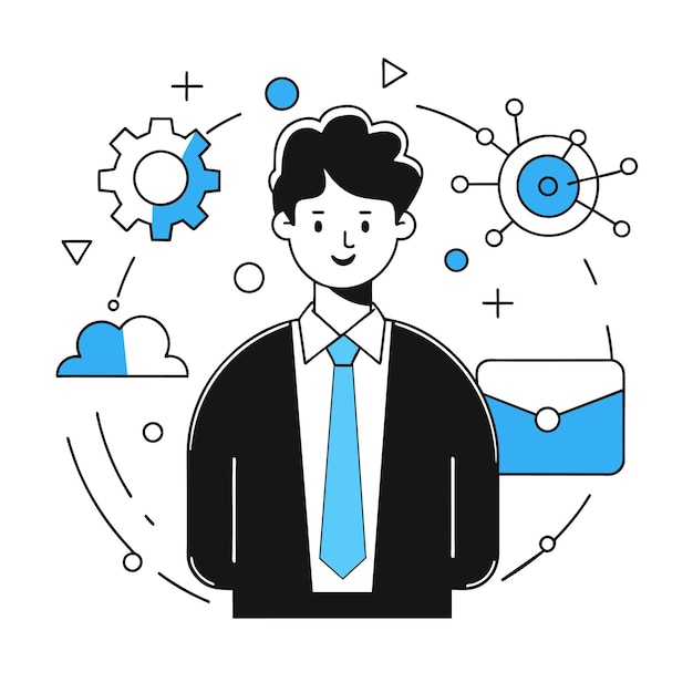 a man with shapes business illustration