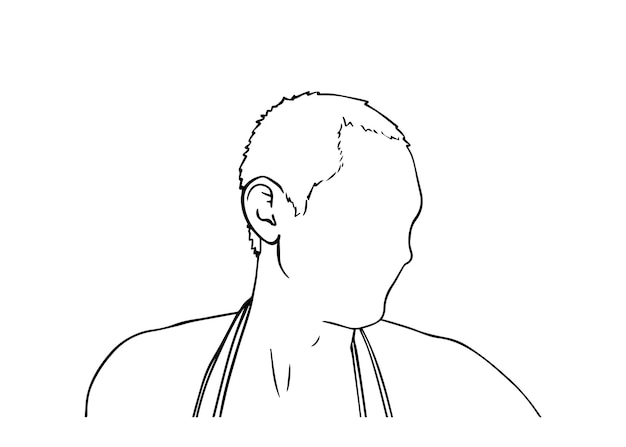 A man with short hair looks to the side man linear cartoon coloring book