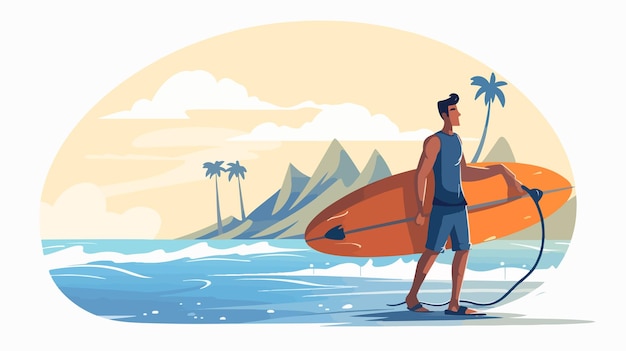 a man with a surfboard is walking in the water