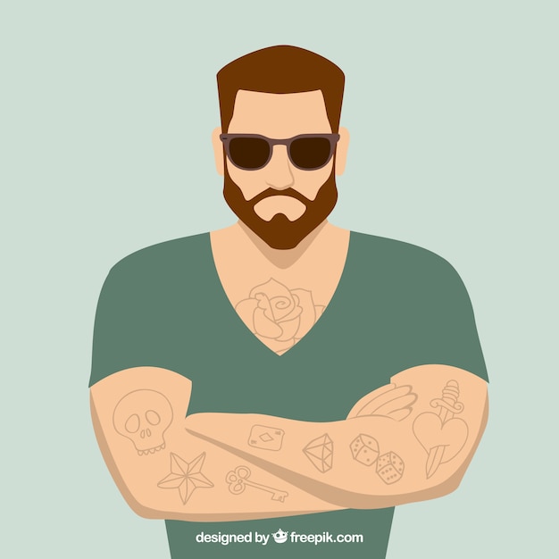 Vector man with tattoos