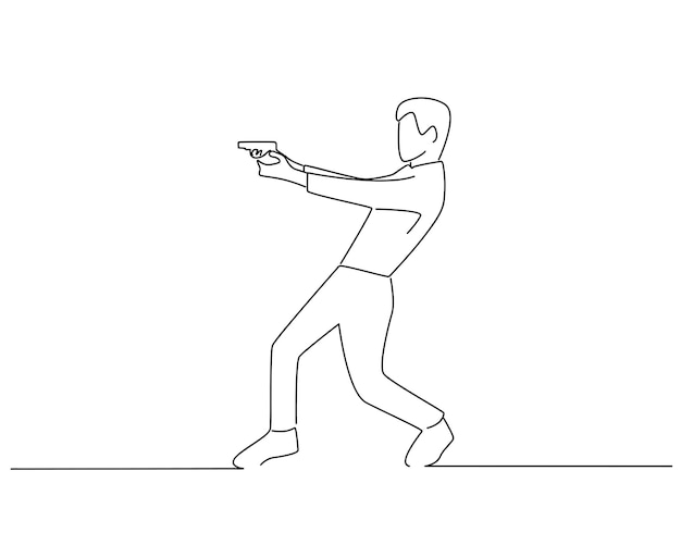 Man with weapon line art illustration