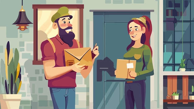 a man and a woman are holding boxes with a man holding a box