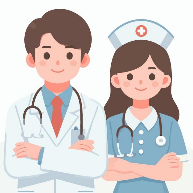 a man and a woman are standing in front of a doctor