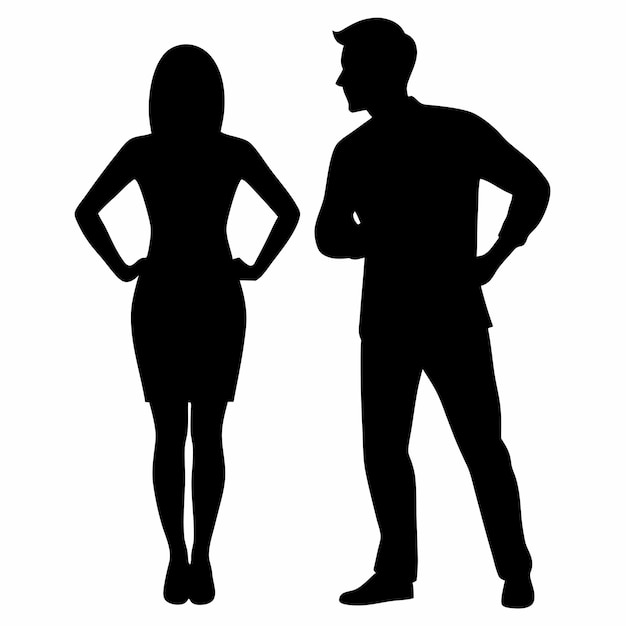 Vector a man and a woman are standing in front of a white background