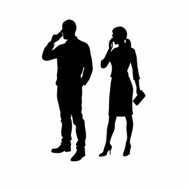 a man and a woman are talking on a cell phone