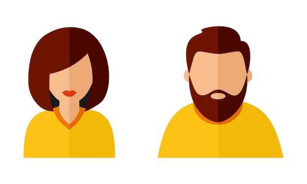 Man and woman avatar profile in flat design Male and Female face icon Vector illustration