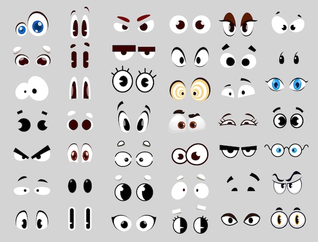 Man and woman character cartoon comic eyes set