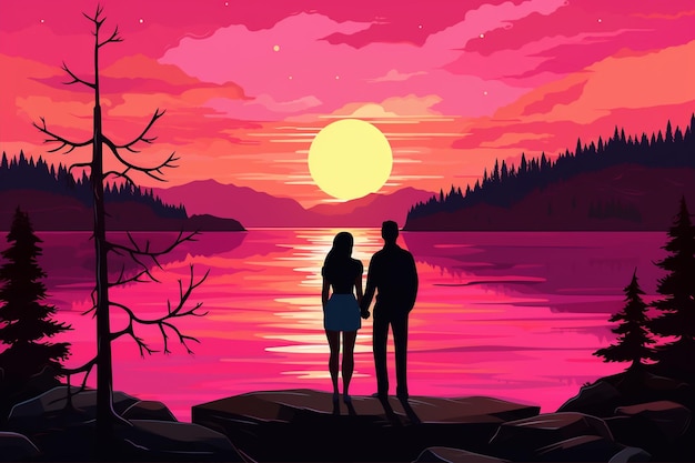 Man and Woman Enjoying the Sunset