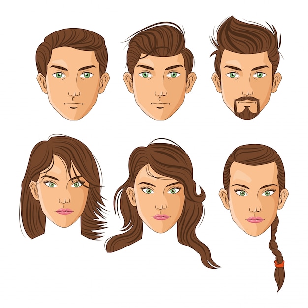 Man woman female male cartoon and head icon