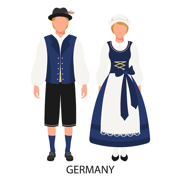 A man and a woman in German folk costumes Culture and traditions of Germany Illustration vector