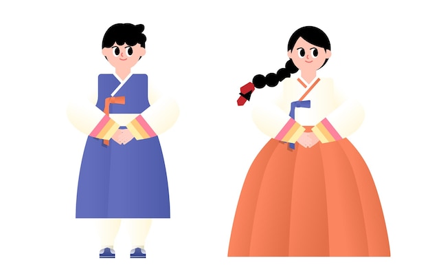 Man and woman in hanbok characters.