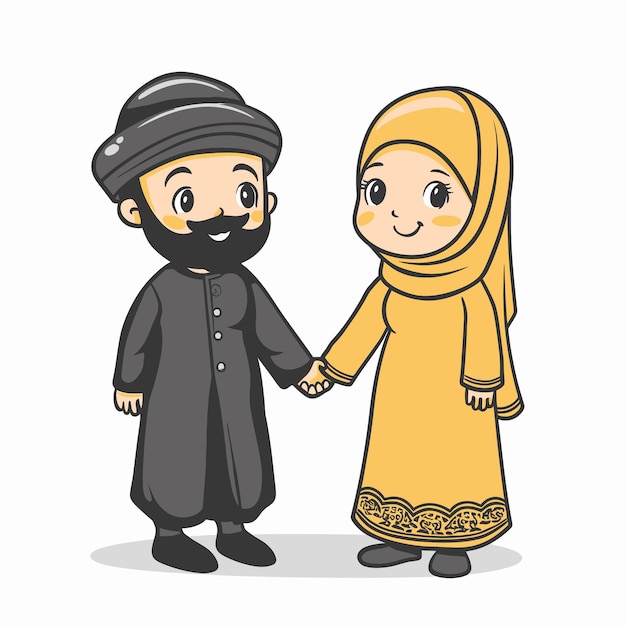 Vector a man and a woman holding hands and a woman holding hands