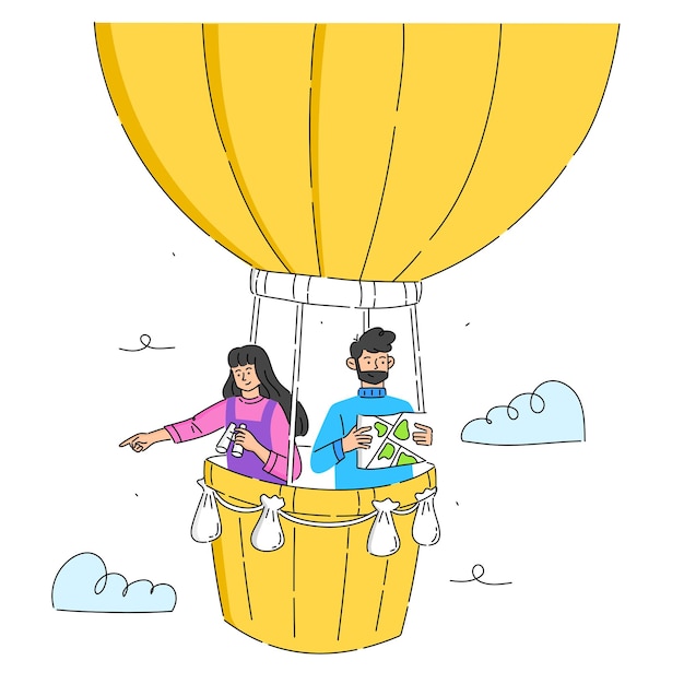 Man and woman on hot air balloon