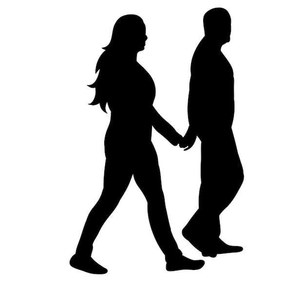 Man and woman hugging, husband and wife,silhouette