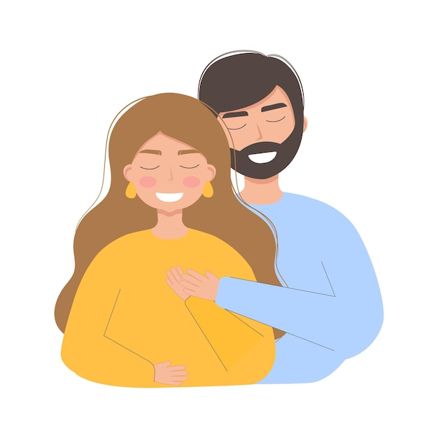 Man and woman hugging together Couple embracing each other Flat Vector illustration