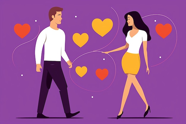 Vector man and woman in love illustration