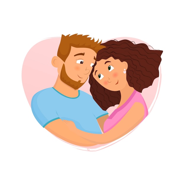 Man and woman in love. St. Valentine's day cartoon vector illustration.