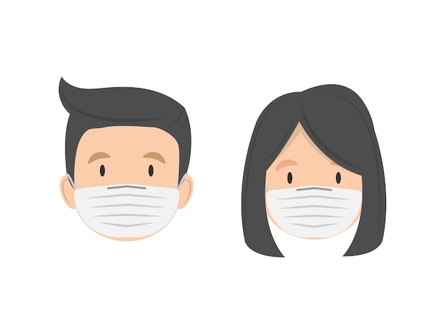 Man and woman in medical mask isolated