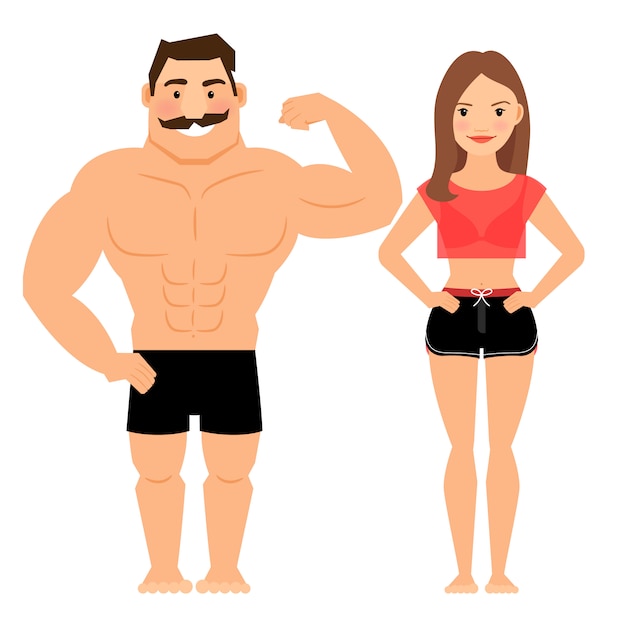 Man and woman muscular couple