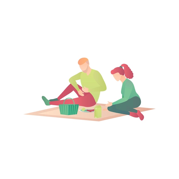 Man and woman at picnic flat vector illustration