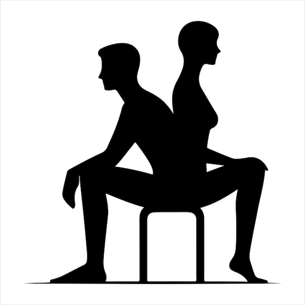 Man Woman sitting silhouette vector on white background