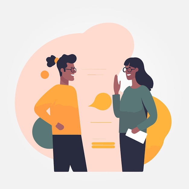 A man and a woman talking minimalistic vector illustration