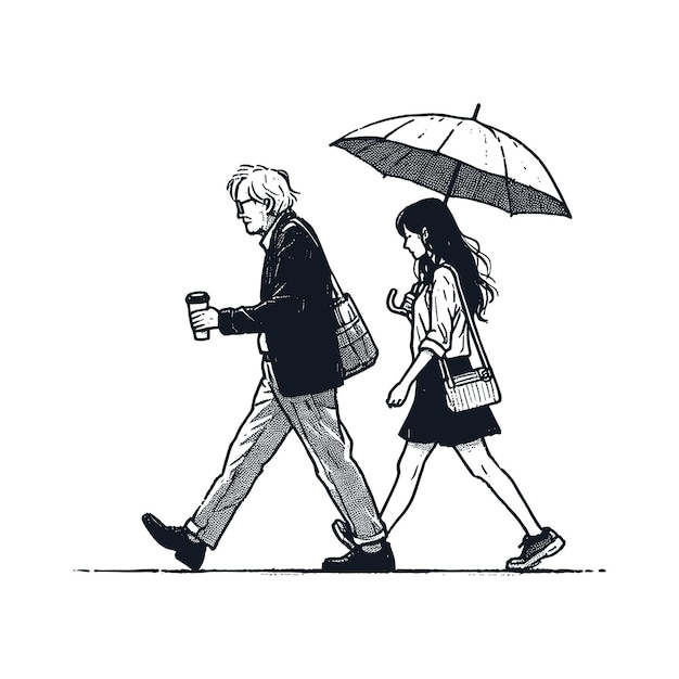 a man and a woman walking under an umbrella