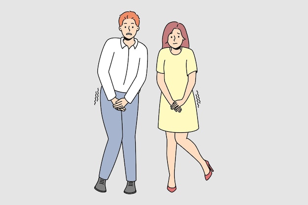 Man and woman want to pee