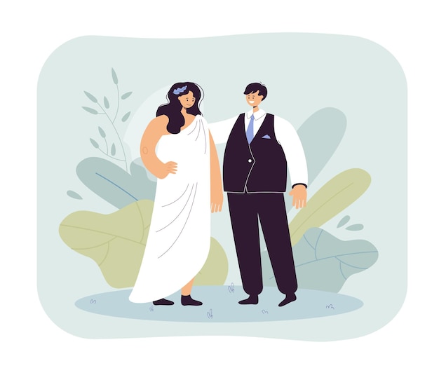 Man and woman at wedding illustration