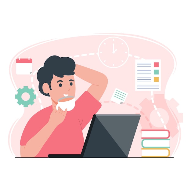 Man working from home concept