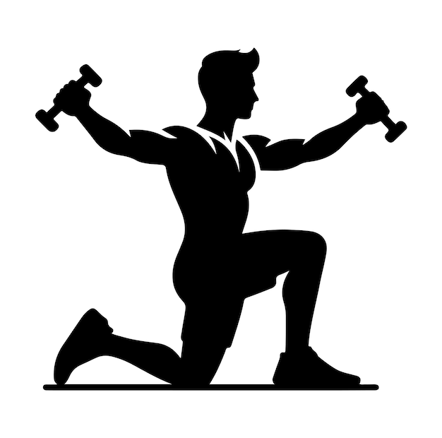 man working out Silhouette vector illustration