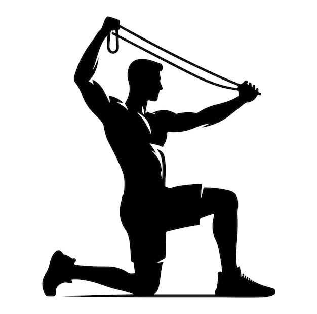 Vector man working out silhouette vector illustration