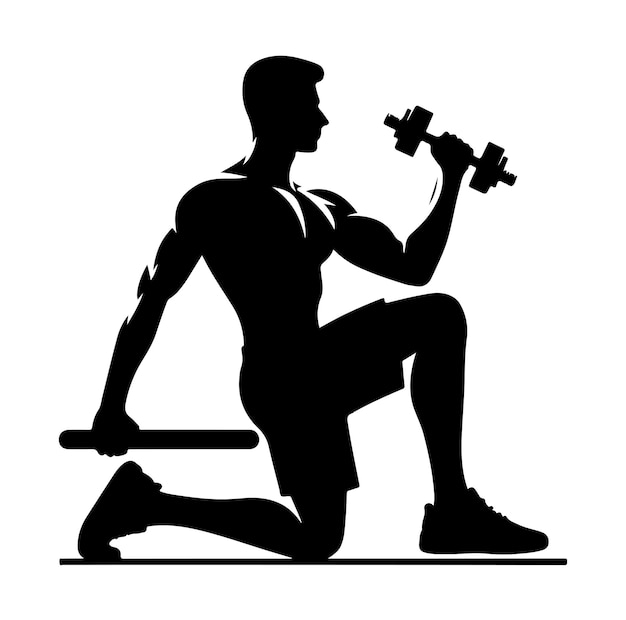 Vector man working out silhouette vector illustration