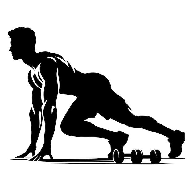 man working out Silhouette vector illustration