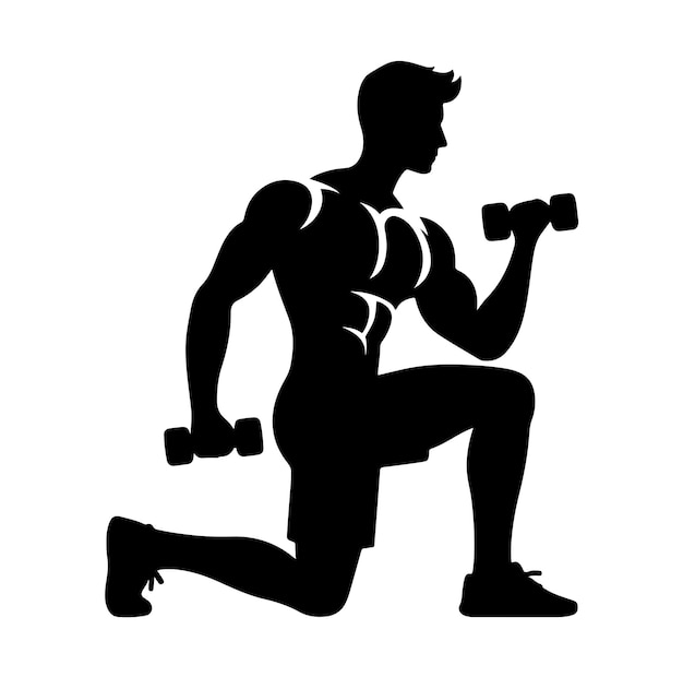 man working out Silhouette vector illustration