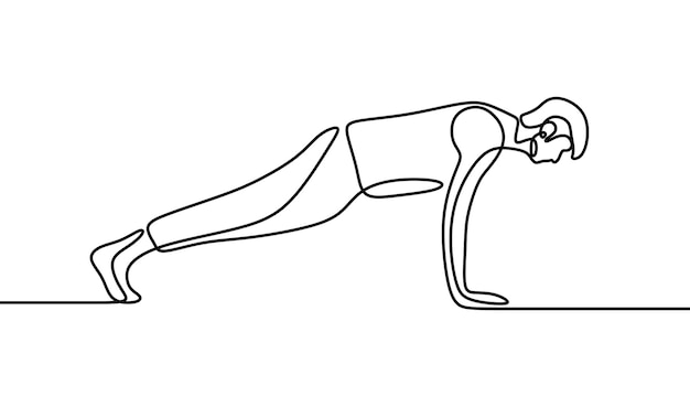 Man do yoga pose exercise oneline single continuous line art