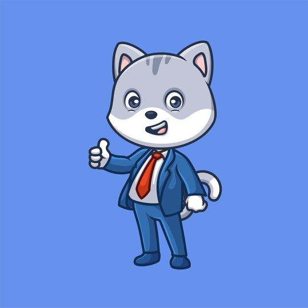 Vector manager grey cat cute cartoon