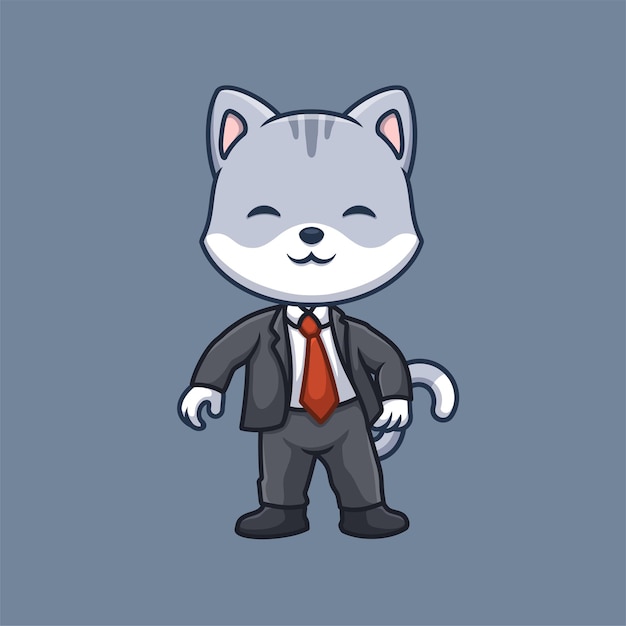 Manager Grey Cat Cute Cartoon