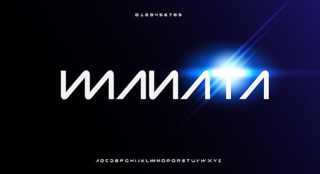 Manata, a trendy futuristic alphabet font. digital space typography design