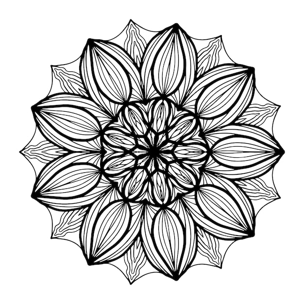 Mandala Abstract flower illustration Ornament for decor cards etc Black lines on a white background