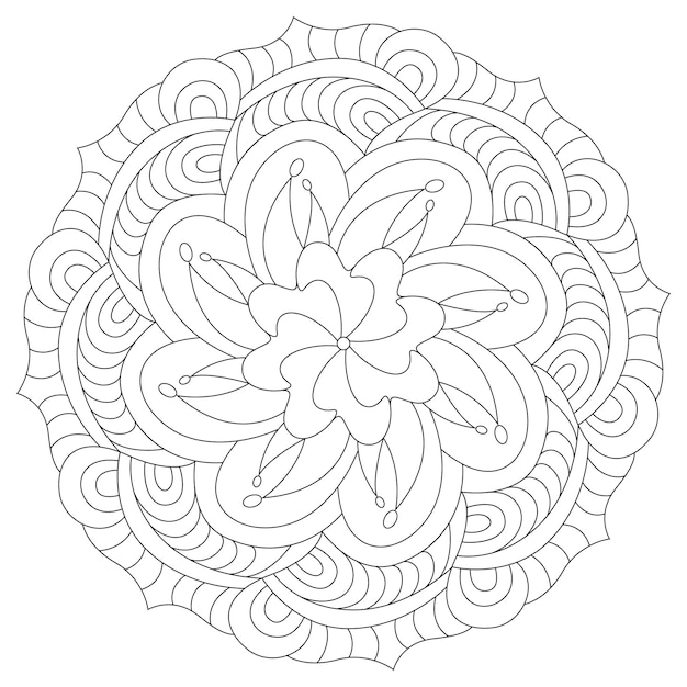 Mandala Anti-stress coloring book page for adults. Black and white mandala vector isolated on white