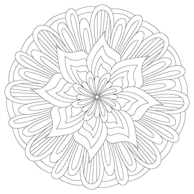 Mandala Anti-stress coloring book page for adults. Black and white mandala vector isolated on white