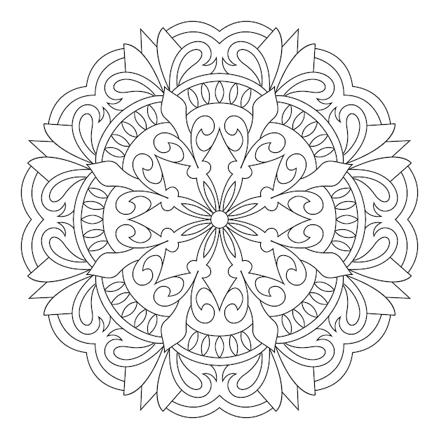 Mandala anti-stress coloring book page for adults. Vector Illustration