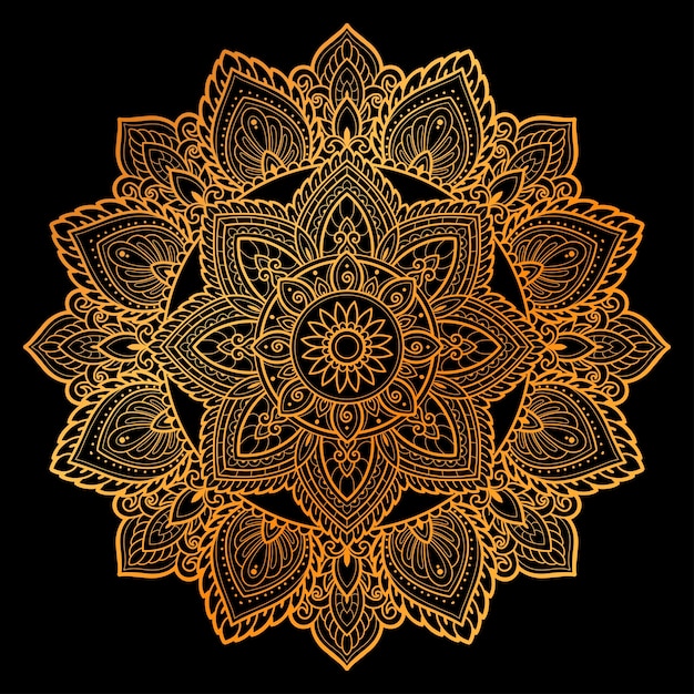 Mandala art golden illustration design