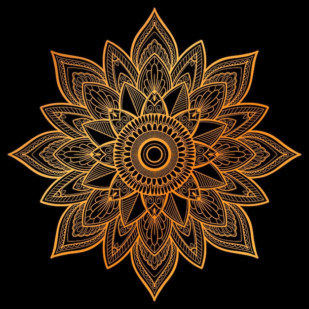 Mandala art golden illustration design